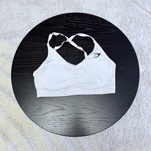 Gymshark White Ruched Training Sports Bra